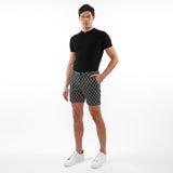 BLACK/WHITE CROSSHATCH 6" INSEAM TEXTURED JACQUARD STRETCH CHINO SHORTS PM-2538