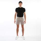 TAUPE/FOREST CROSSHATCH 6" INSEAM TEXTURED JACQUARD STRETCH  CHINO SHORTS PM-2540