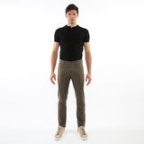 COMBAT GREEN LIGHTWEIGHT WASHED TEXTURED STRETCH WOVEN 5-POCKET JEANS PM-3049