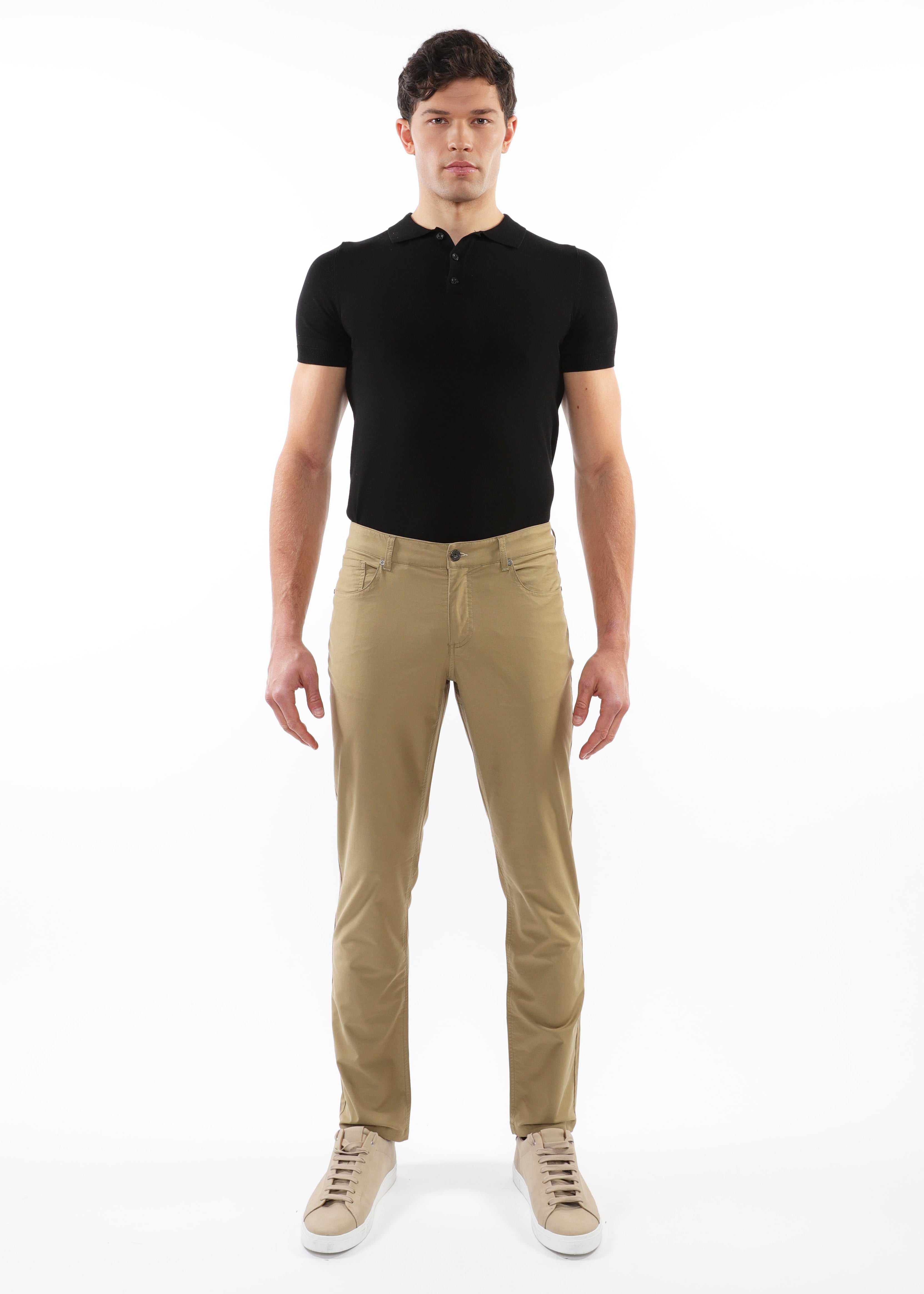 JAVA BEAN LIGHTWEIGHT WASHED TEXTURED STRETCH WOVEN 5-POCKET JEANS PM-3049