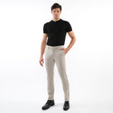 MILK FOAM PINSTRIPES WOOL-LOOK STRETCH KNIT TAILORED PANTS PM-3303-60