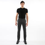 CHARCOAL GLEN PLAID WOOL-LOOK STRETCH KNIT TAILORED PANTS PM-3303-62