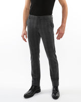 CHARCOAL GLEN PLAID WOOL-LOOK STRETCH KNIT TAILORED PANTS PM-3303-62