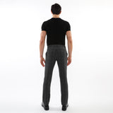 CHARCOAL GLEN PLAID WOOL-LOOK STRETCH KNIT TAILORED PANTS PM-3303-62