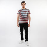CHARCOAL/BRICK MEN'S STRIPED CREW TEE SHIRT PM-41010