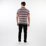 CHARCOAL/BRICK MEN'S STRIPED CREW TEE SHIRT PM-41010