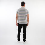 GREY/SAND MEN'S STRIPED CREW TEE SHIRT PM-41013