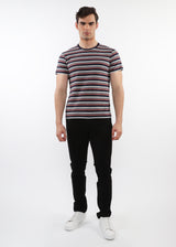 NAVY/BRICK MEN'S STRIPED CREW TEE SHIRT PM-41014