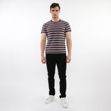 NAVY/BRICK MEN'S STRIPED CREW TEE SHIRT PM-41014