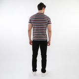 NAVY/BRICK MEN'S STRIPED CREW TEE SHIRT PM-41014