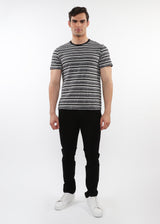 BLACK/GREY MEN'S STRIPED CREW TEE SHIRT PM-41016
