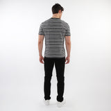 BLACK/GREY MEN'S STRIPED CREW TEE SHIRT PM-41016