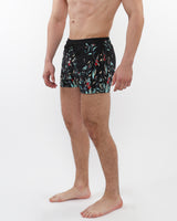 MIDNIGHT/TEAL FLORAL 2-1/2" INSEAM PRINTED BORDER SWIM SHORTS WITH MESH LINING PM-6002-47