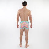 TEAL/CORAL OVALS PRINTED SEERSUCKER SWIM SHORTS WITH MESH LINING PM-6018-41