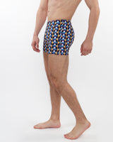 COBALT/AMBER BOXES PRINTED SEERSUCKER SWIM SHORTS WITH MESH LINING PM-6018-42