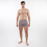 MINT/ TURQUOISE 3D SQUARES PRINTED SEERSUCKER SWIM SHORTS WITH MESH LINING PM-6018-43