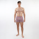 FOREST/WINE CIRCLES PRINTED SEERSUCKER SWIM SHORTS WITH MESH LINING PM-6018-44