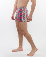 FOREST/WINE CIRCLES PRINTED SEERSUCKER SWIM SHORTS WITH MESH LINING PM-6018-44