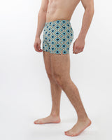 AQUA/NAVY DIAMONDS PRINTED SEERSUCKER SWIM SHORTS WITH MESH LINING PM-6018-45