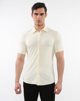 CREAM SOLID STRETCH PERFORMANCE SHORT SLEEVES SHIRT PM-76082