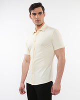 CREAM SOLID STRETCH PERFORMANCE SHORT SLEEVES SHIRT PM-76082