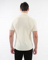 CREAM SOLID STRETCH PERFORMANCE SHORT SLEEVES SHIRT PM-76082