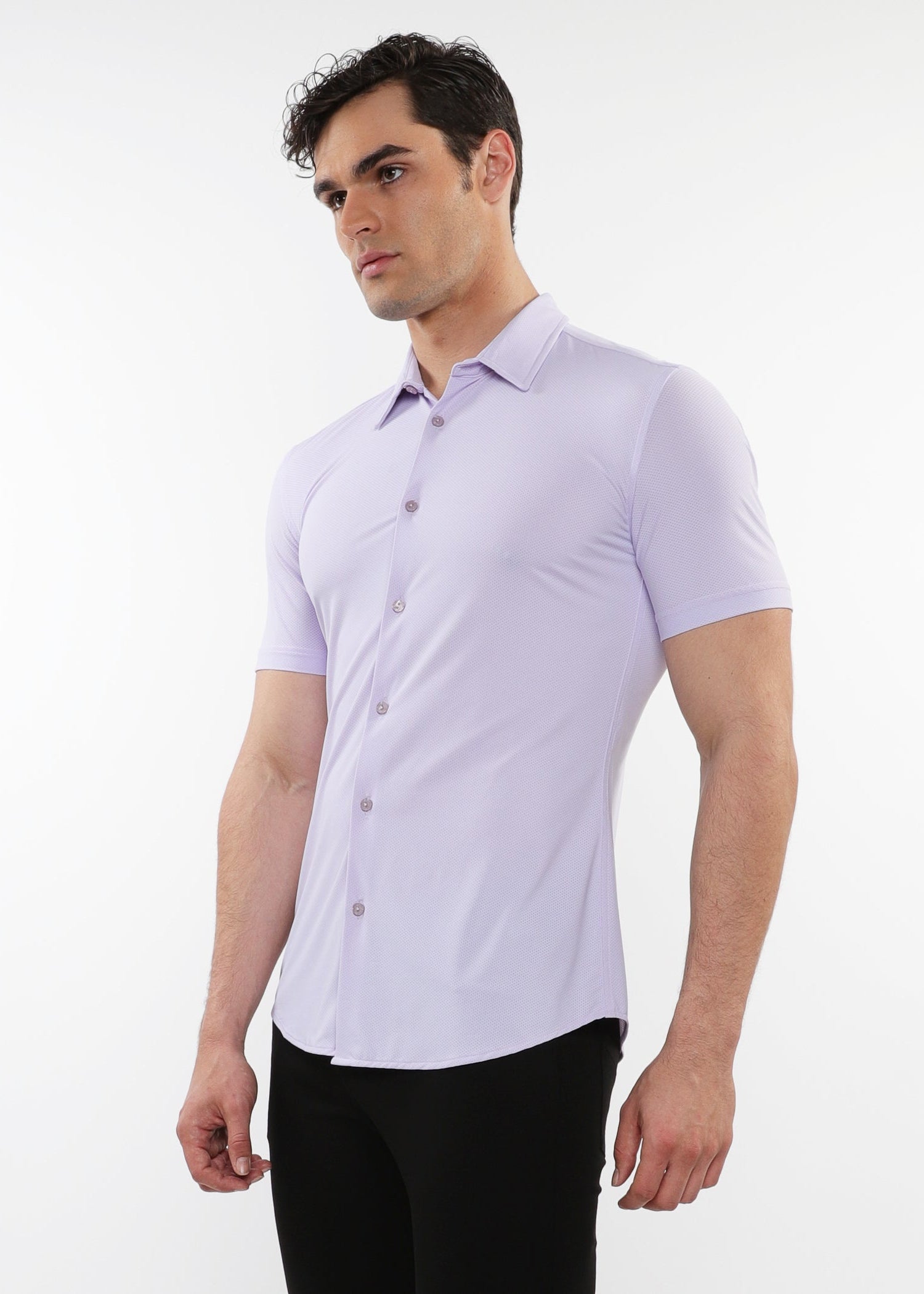 LAVENDER SOLID STRETCH PERFORMANCE SHORT SLEEVES SHIRT PM-76082