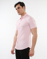 PINK SOLID STRETCH PERFORMANCE SHORT SLEEVES SHIRT PM-76082