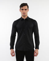 BLACK SOLID STRETCH PERFORMANCE LONG SLEEVES SHIRT PM-76083