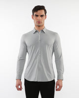 SILVER GREY SOLID STRETCH PERFORMANCE LONG SLEEVES SHIRT PM-76083