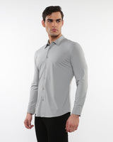 SILVER GREY SOLID STRETCH PERFORMANCE LONG SLEEVES SHIRT PM-76083