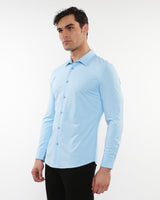SKY BLUE SOLID STRETCH PERFORMANCE LONG SLEEVES SHIRT PM-76083
