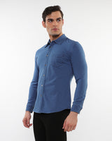 VINTAGE BLUE VINTAGE WASH STRETCH KNIT DENIM LONG SLEEVES SHIRT PM-76179