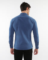 VINTAGE BLUE VINTAGE WASH STRETCH KNIT DENIM LONG SLEEVES SHIRT PM-76179