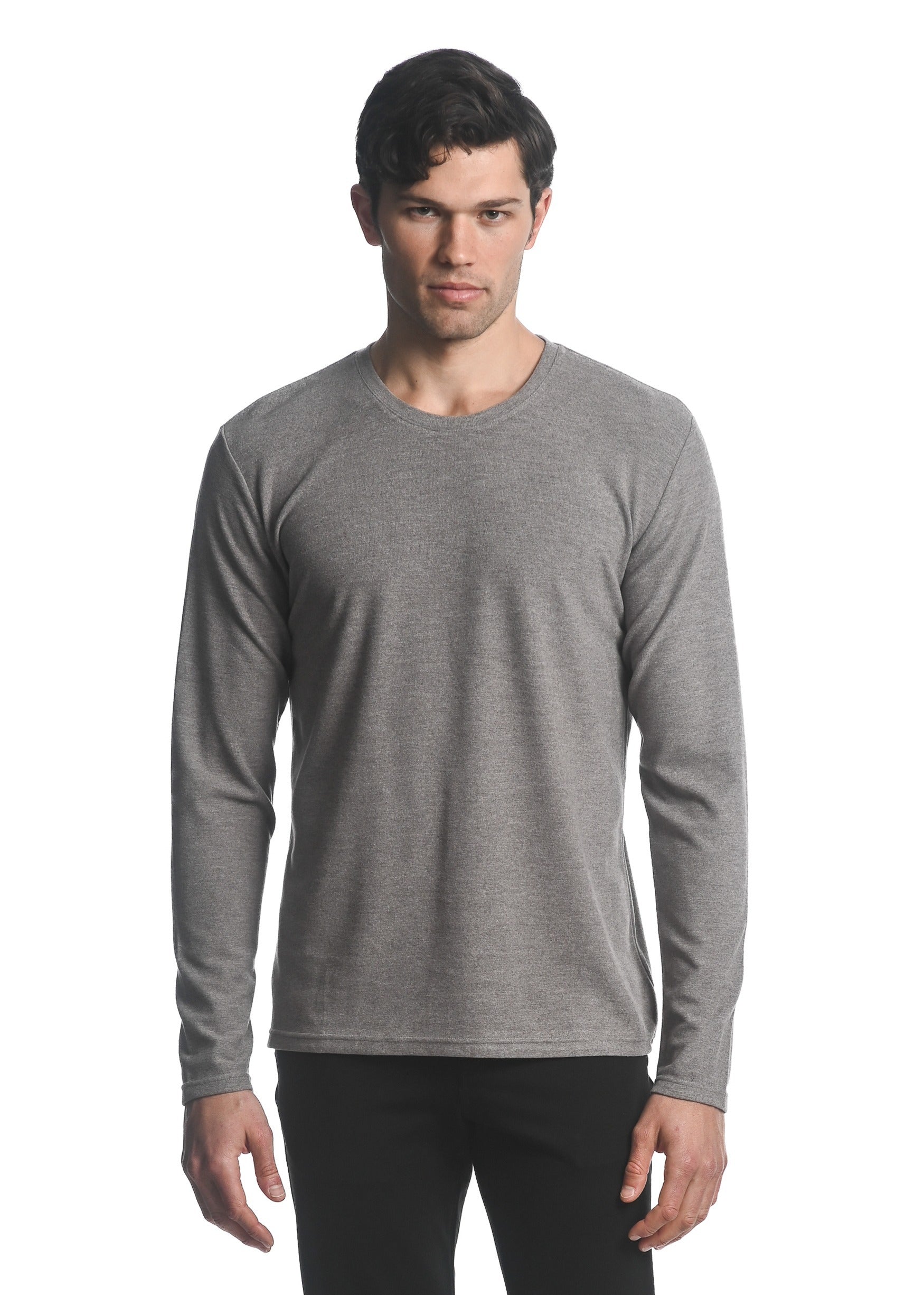 FAWN STRETCH KNIT LONG SLEEVES CREW PULLOVER PM-75011
