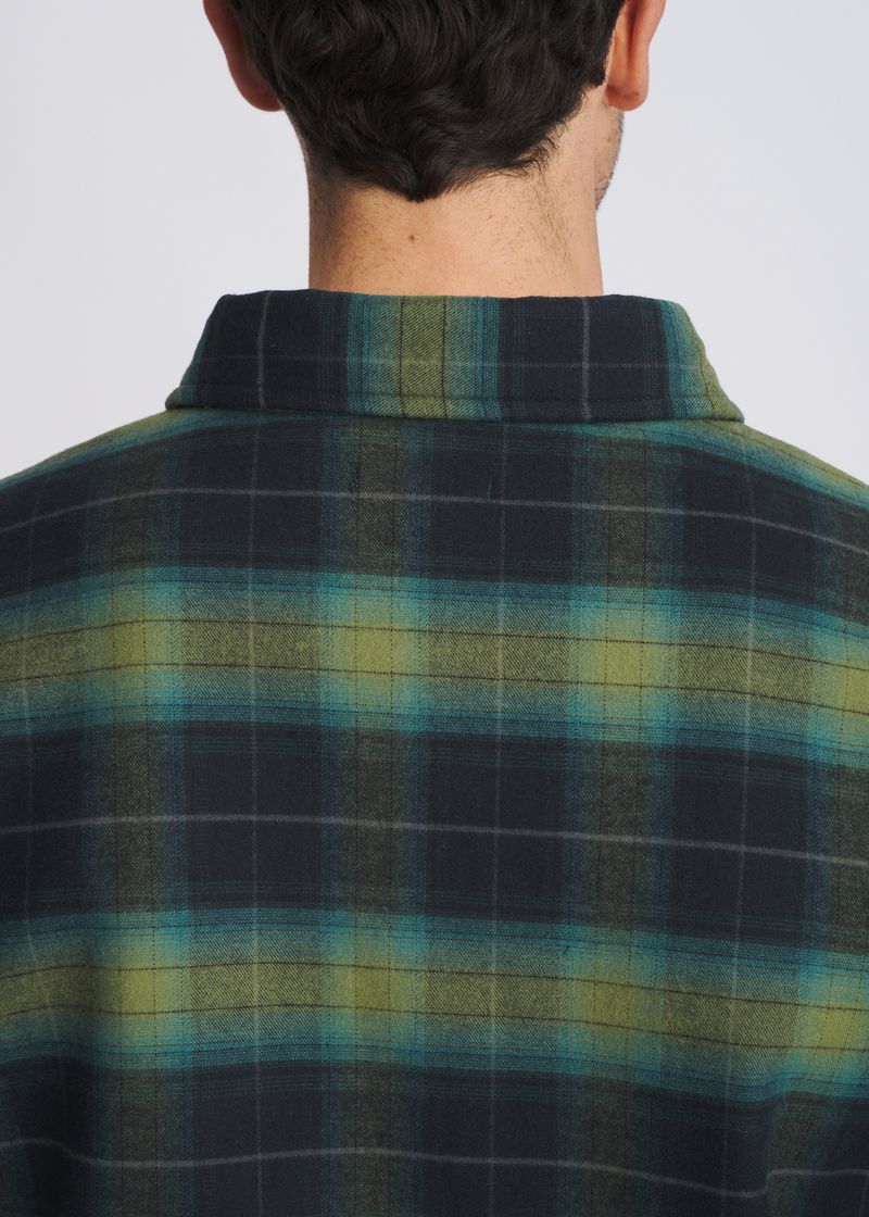 TEAL/NAVY PLAID FLEECE LINED SHIRT JACKET PM-3061