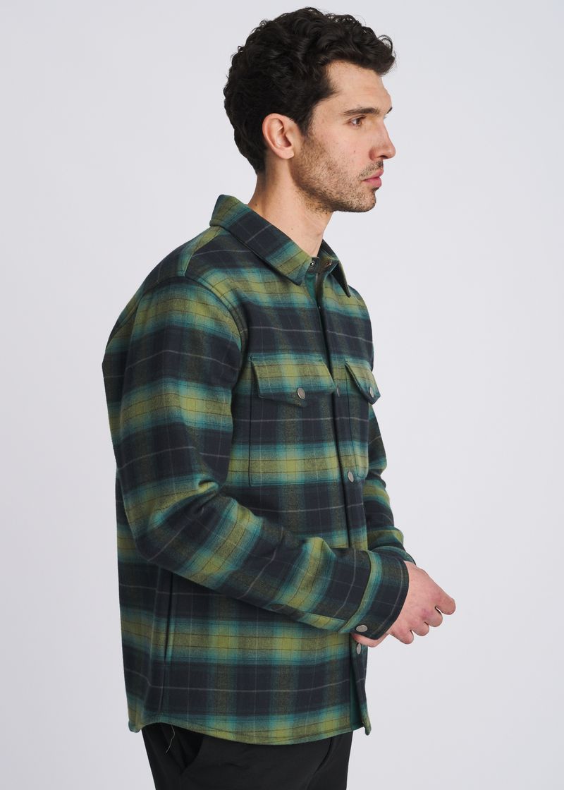 TEAL/NAVY PLAID FLEECE LINED SHIRT JACKET PM-3061