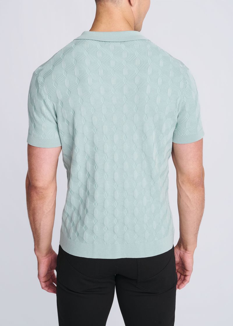 STALK TEXTURED SILK/TENCEL 3-BUTTON KNIT POLO PM-16319