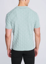 STALK TEXTURED SILK/TENCEL 3-BUTTON KNIT POLO PM-16319