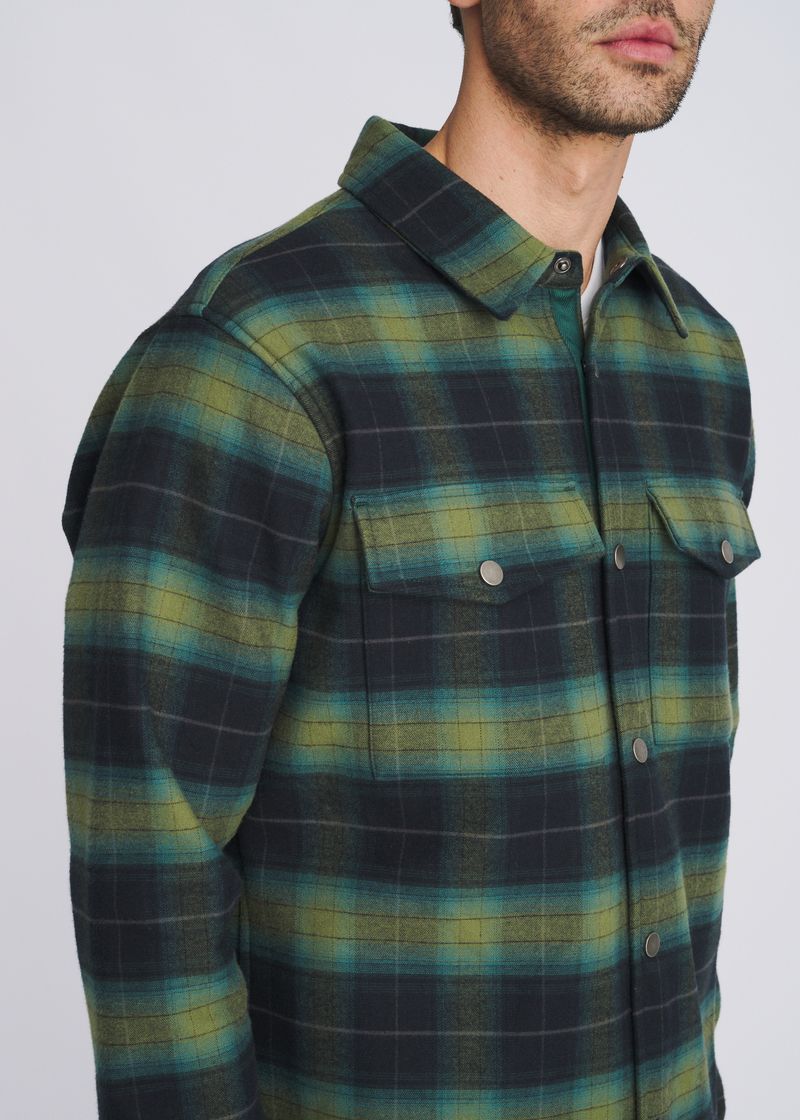 TEAL/NAVY PLAID FLEECE LINED SHIRT JACKET PM-3061