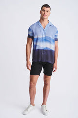 NAVY/CLOUD RANGE PRINTED MODAL SHORT SLEEVE BORDER SHIRT PM-49025