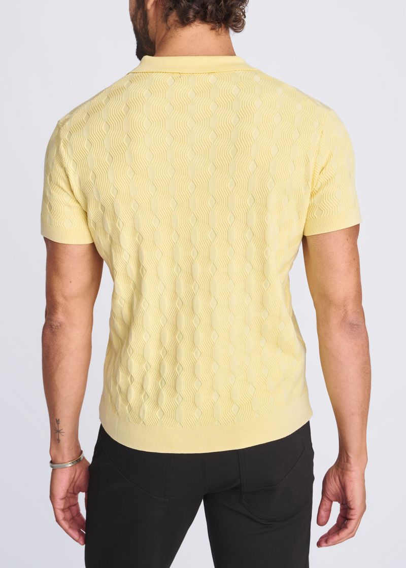 YOLK TEXTURED SILK/TENCEL 3-BUTTON KNIT POLO PM-16319