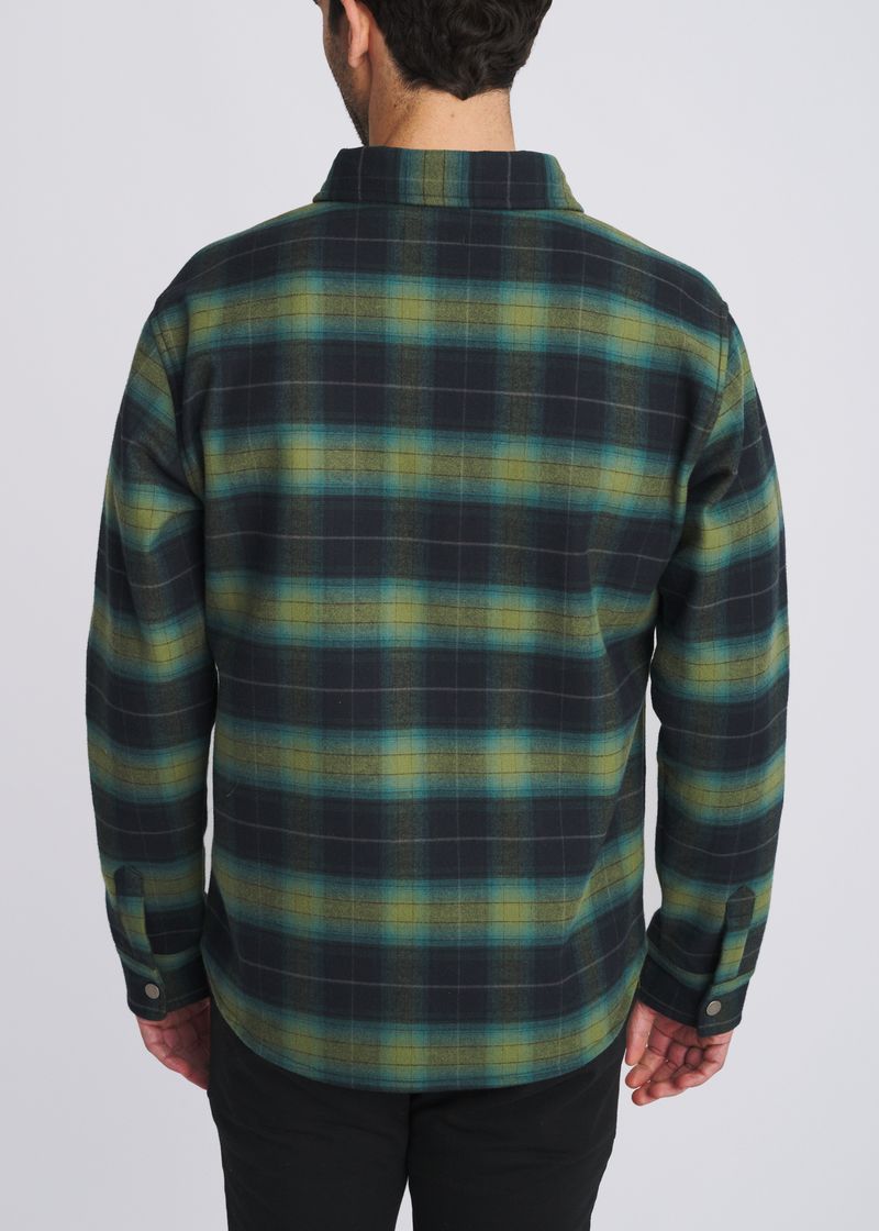 TEAL/NAVY PLAID FLEECE LINED SHIRT JACKET PM-3061