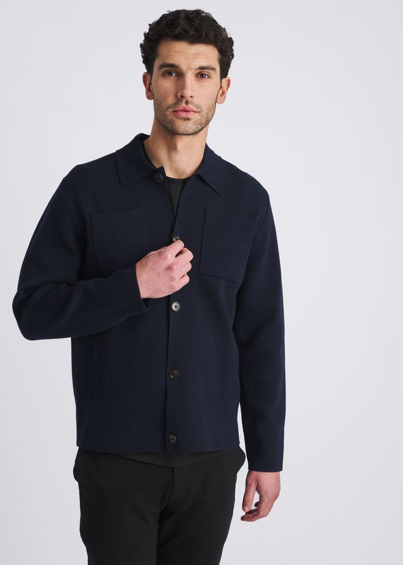 NAVY KNIT OVERSHIRT JACKET PM-16414