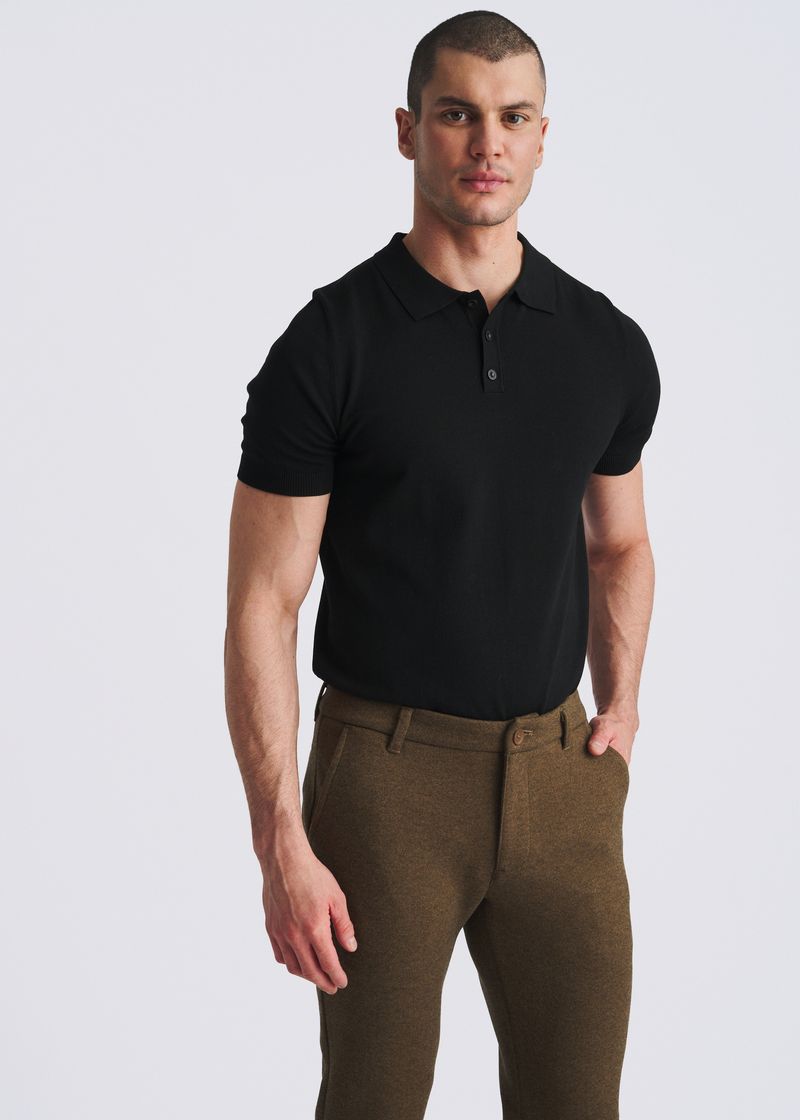 BROWN WOOL-LOOK STRETCH KNIT TAILORED PANTS PM-3303-74