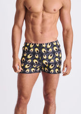 ARMY/AMBER DISCS PRINTED SEERSUCKER SWIM SHORTS W/MESH LINING PM-6018-52