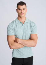 STALK TEXTURED SILK/TENCEL 3-BUTTON KNIT POLO PM-16319