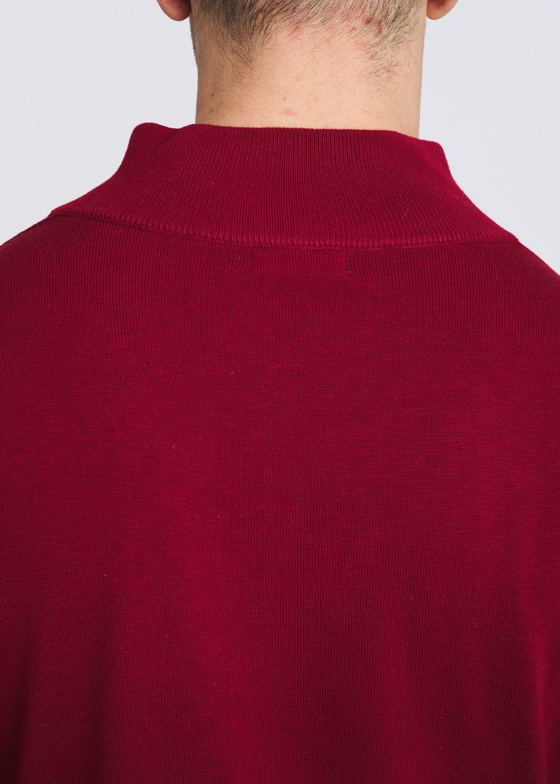 MERLOT QUARTER ZIP WOOL BLEND KNIT CARDIGAN PM-16417