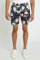NAVY/RED HIBISCUS 8" INSEAM WOVEN STRETCH SHORTS PM-2455-01