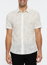 WHITE FLORAL SEERSUCKER COTTON SHORT SLEEVE WOVEN SHIRT PM-48005 Final Sale